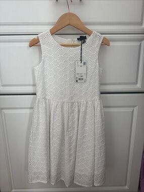 NWT Girls' White Eyelet Sleeveless Dress